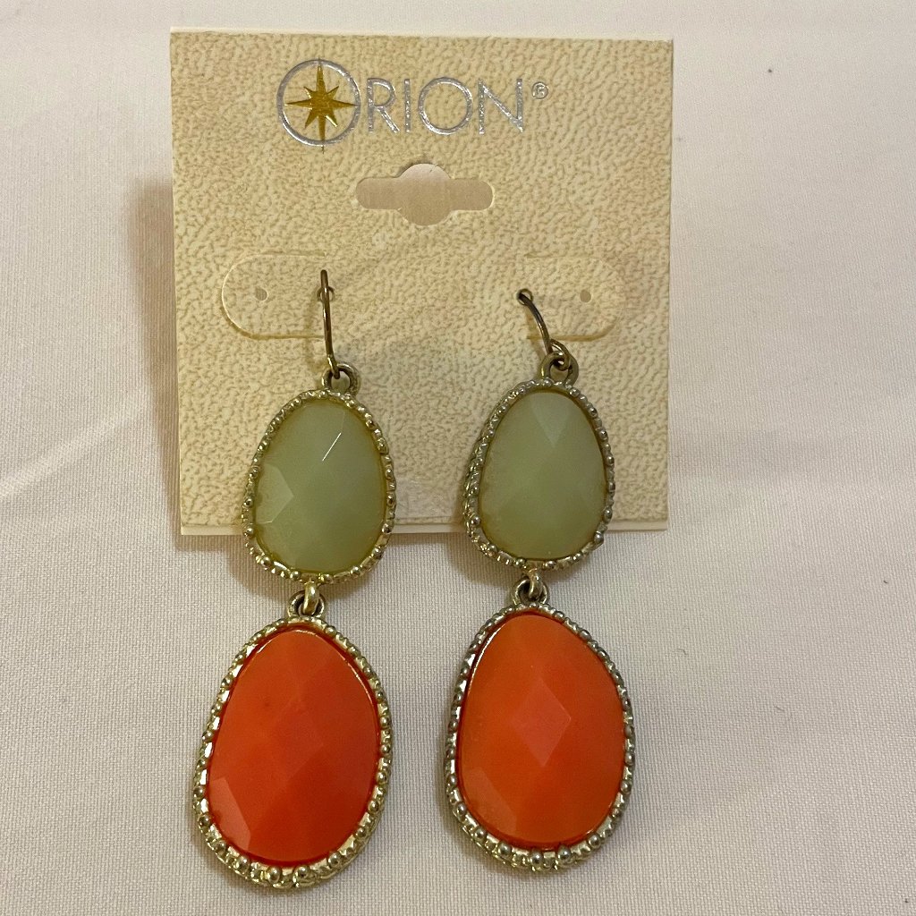 Francesca's Green And Pink Dangle Earrings
